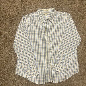L.L. Bean Men's Blue and Cream Plaid Shirt